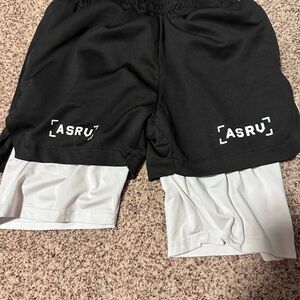 ASRV Black and White Athletic Shorts
